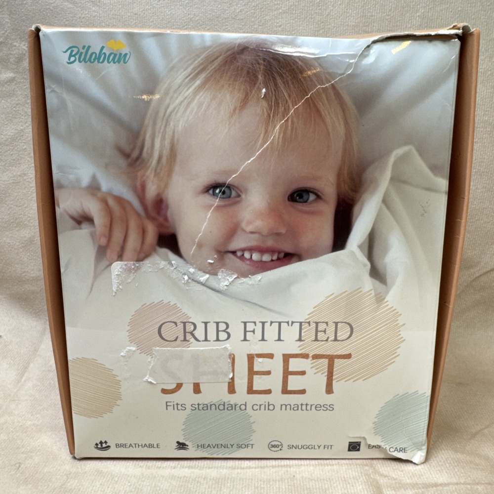 Biloban Crib Sheets Fitted Sheets Whales 2pk 52"x 28"NIB (box damaged not item) - Picture 1 of 16